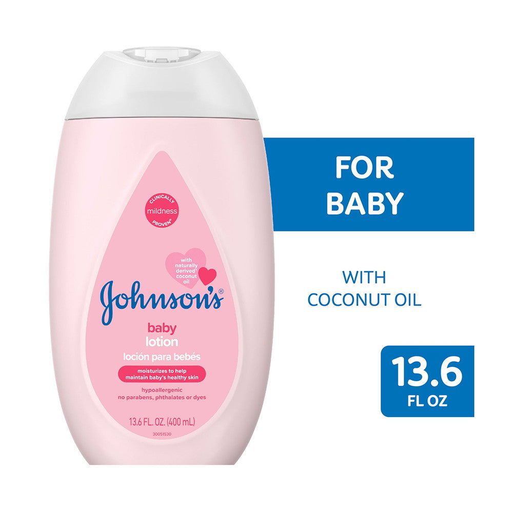Johnson's Moisturizing Pink Baby Lotion with Coconut Oil, 13.6 Oz